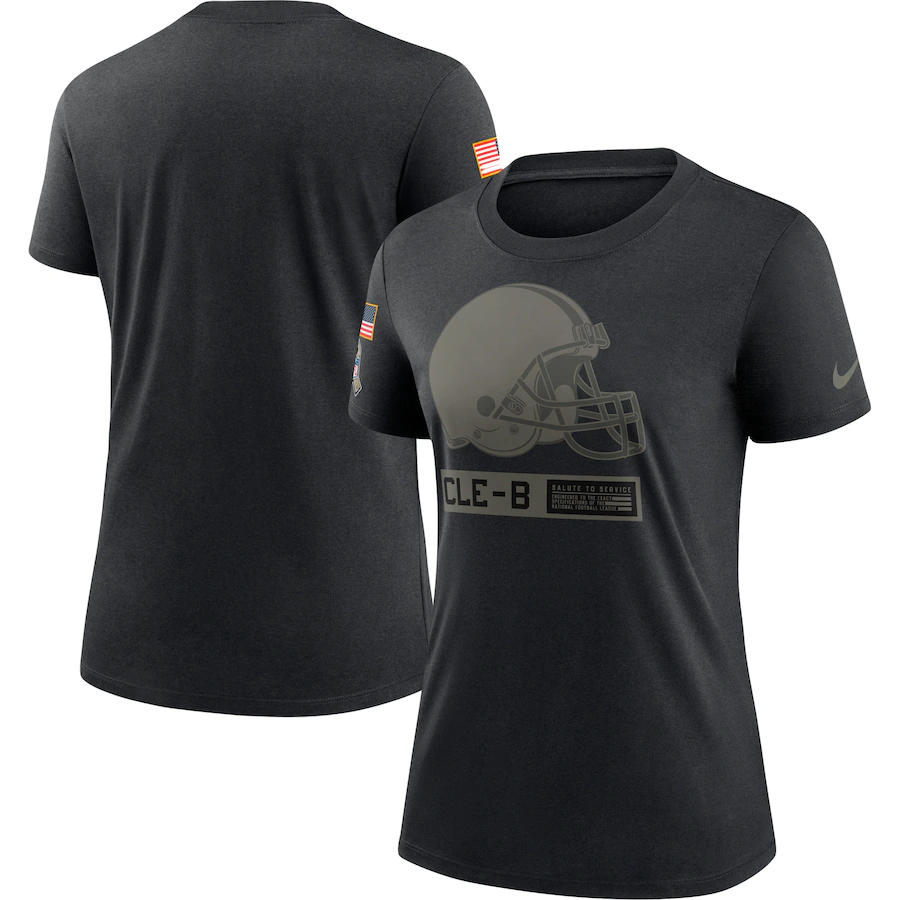 Women's Cleveland Browns 2020 Black Salute To Service Performance T-Shirt (Run Small)